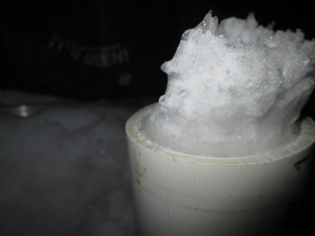Plumbing vent plugged up with ice and snow